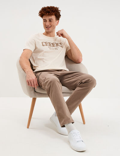Pantalon cargo taille &eacute;lastiqu&eacute;e marron homme