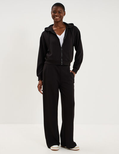 Pantalon de jogging large molletonn&eacute; noir femme