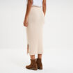 Jupe longue tricot ajust&eacute;e beige femme