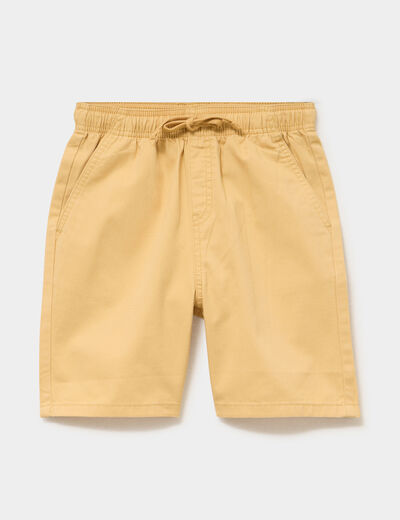 Bermuda short loose &eacute;lastiqu&eacute;e coton jaune moutarde gar&ccedil;on