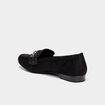 Mocassins plats su&egrave;de noir femme