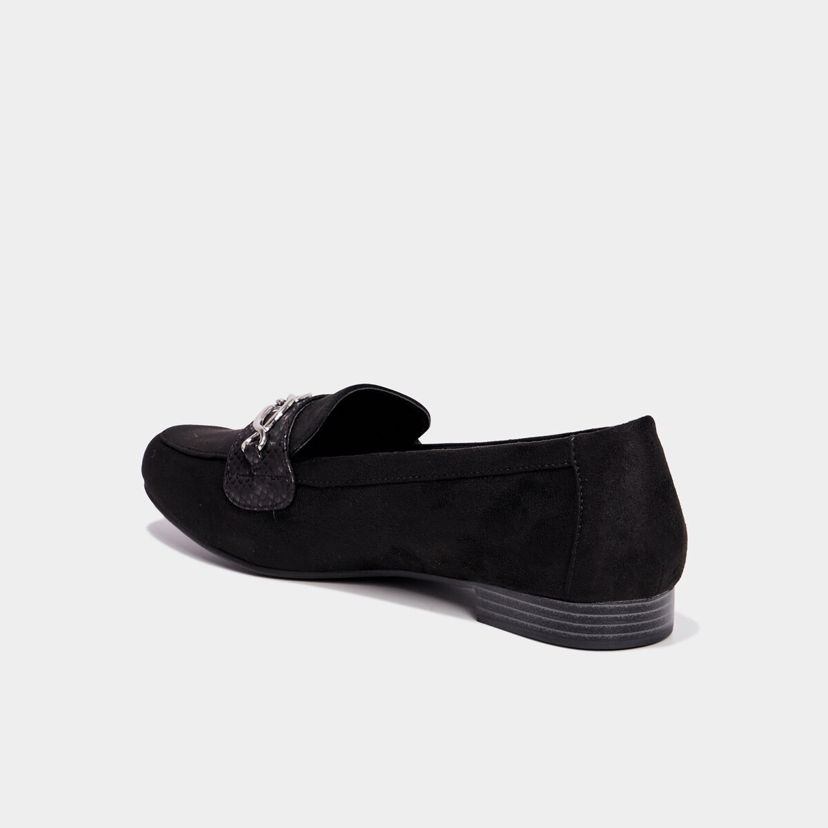 Mocassins plats su&egrave;de noir femme