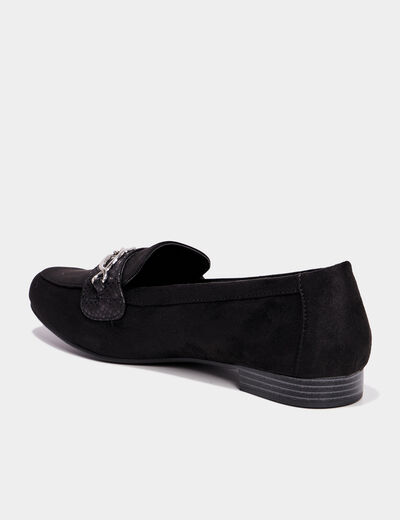 Mocassins plats su&egrave;de noir femme