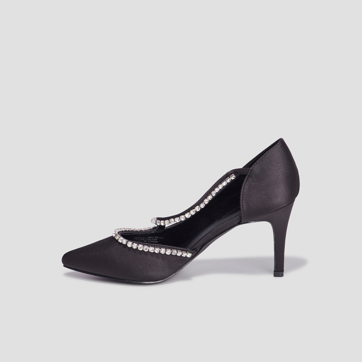 Escarpins brides &agrave; strass pied large noir femme