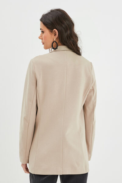 Veste blazer droite taupe femme