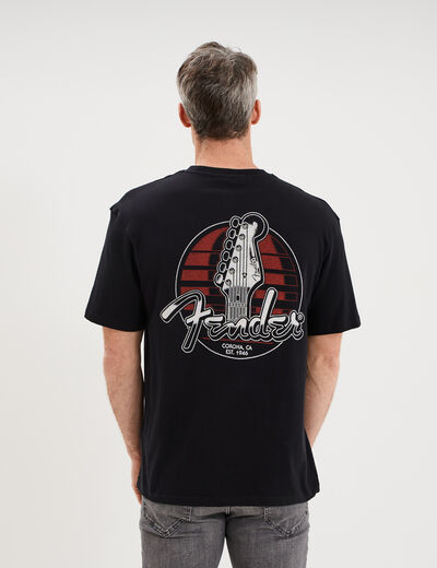 T-shirt manches courtes coton Fender noir homme