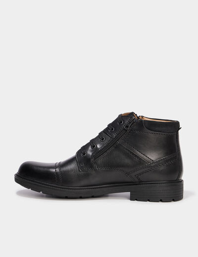Bottines montantes zipp&eacute;es en cuir noir homme