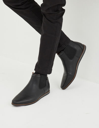 Boots chelsea plates noir homme