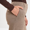 Pantalon droit taille haute à pinces marron femme