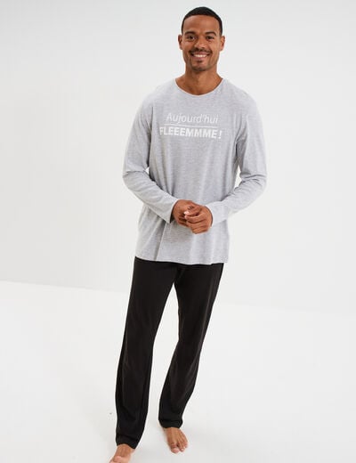 Ensemble pyjama 2 pièces coton gris clair homme