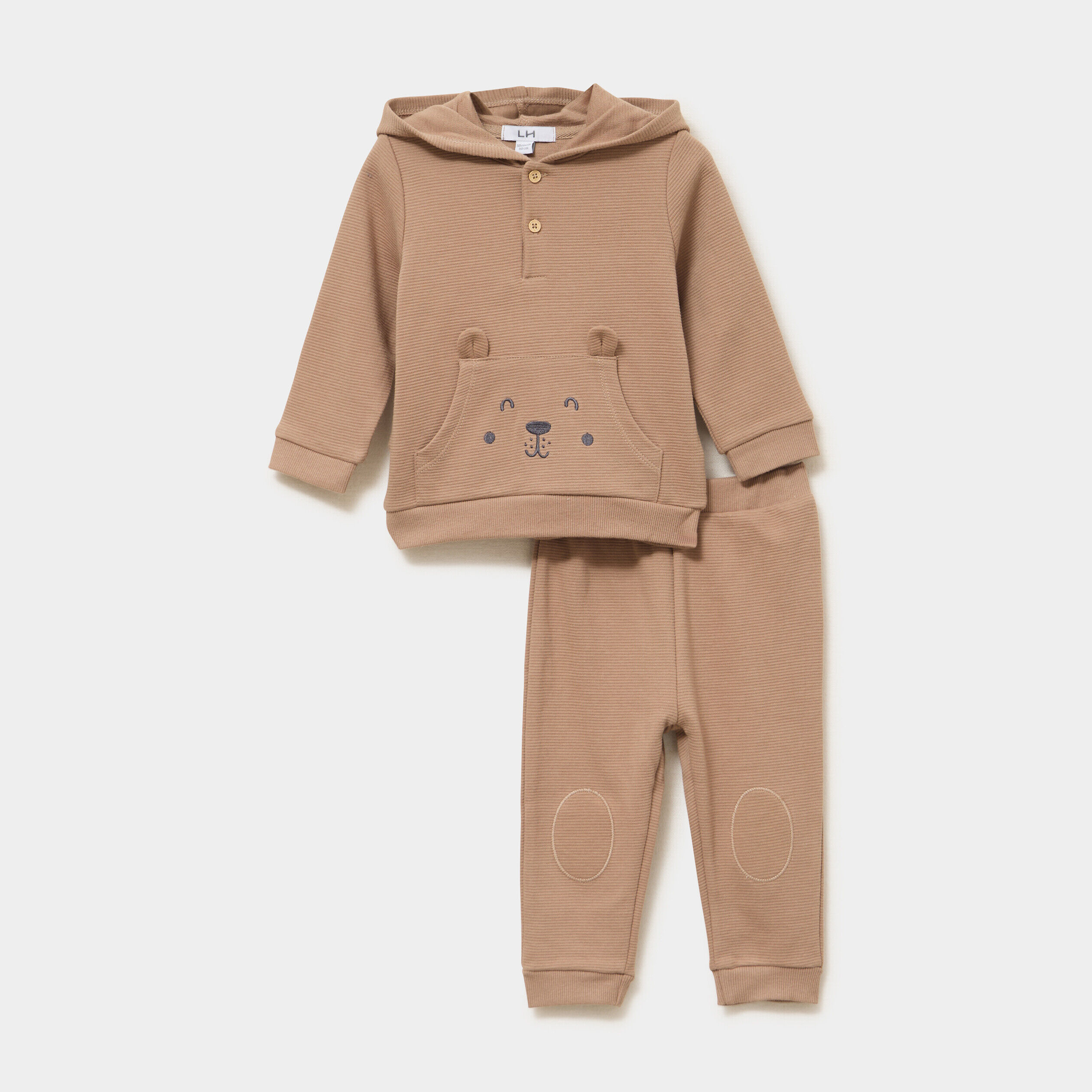 Ensemble 2 pièces sweat et jogging coton marron foncé bébé garçon LH