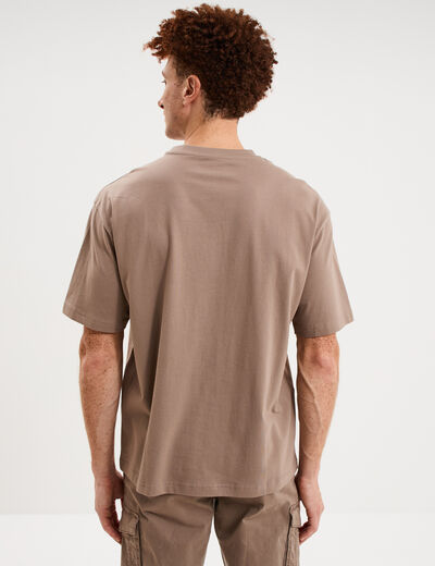 T-shirt col rond coupe relax coton &eacute;pais gris homme