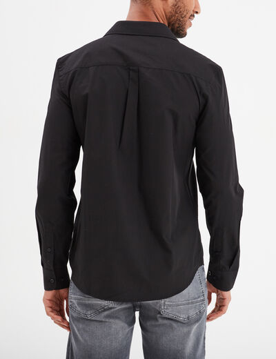 Chemise droite manches longues noir homme