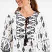 Blouse col tunisien manches ballons ecru femme