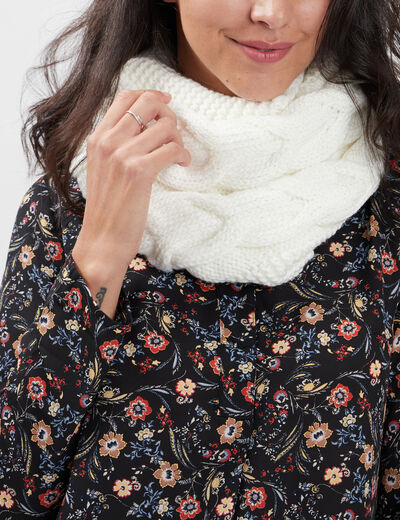 Snood avec torsades ivoire femme