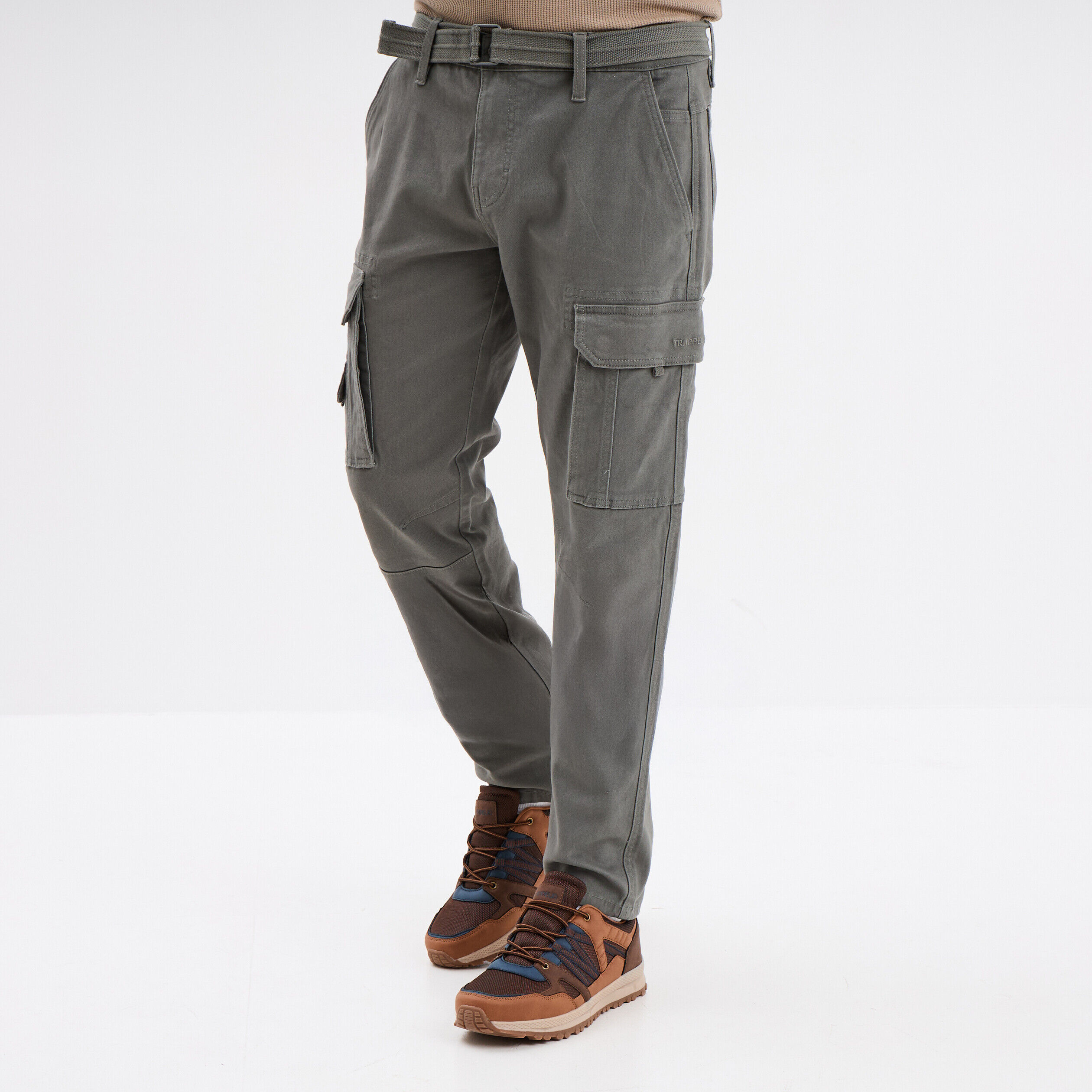 Pantalon cargo ceinturé Trappeur gris homme TRAPPEUR