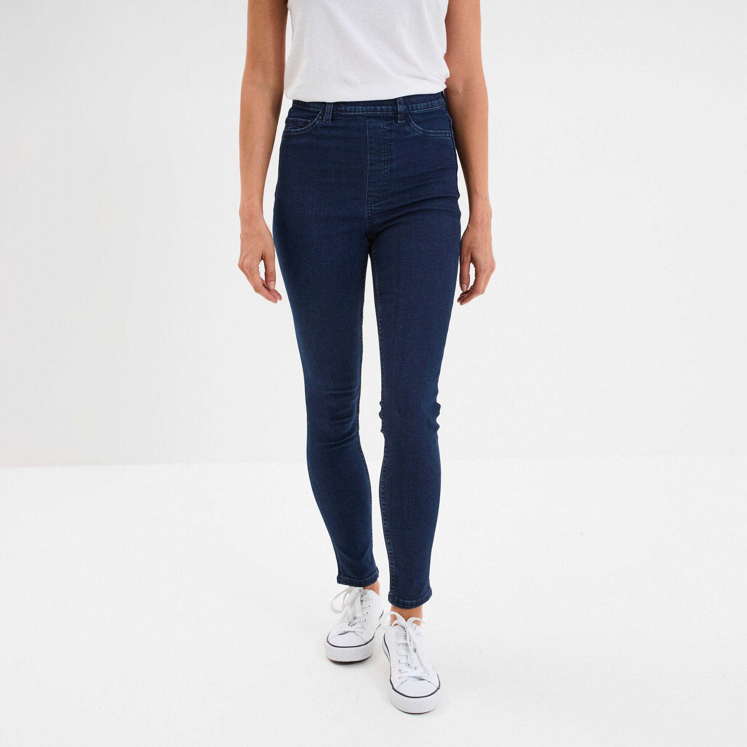 Jegging skinny taille haute denim brut femme LH