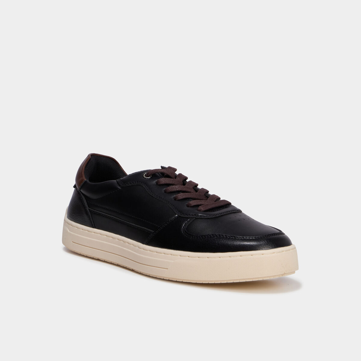 Baskets &agrave; lacets bi-mati&egrave;res noir homme