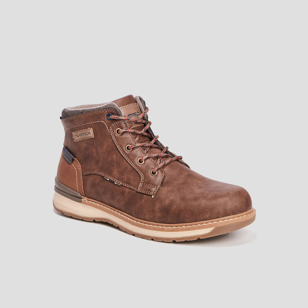 Bottines montantes &agrave; lacets marron homme