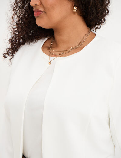 Veste ajust&eacute;e courte manches longues blanc femme grande taille