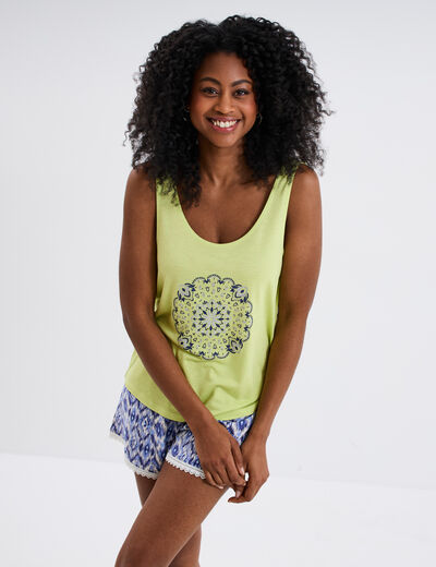 Ensemble pyjama short et débardeur rose clair femme
