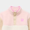 Sweat effet sherpa col montant boutonn&eacute; sable fille