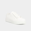 Tennis en toile basses &agrave; lacets blanc femme