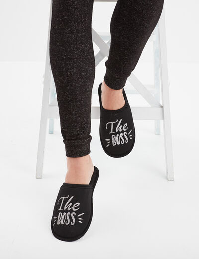 Chaussons mules noir femme