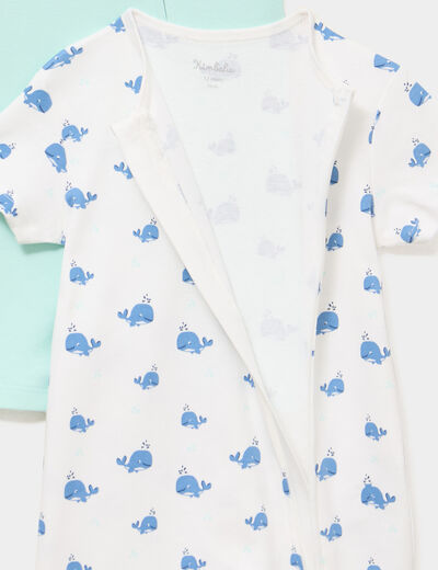 Lot 2 combishorts manches courtes coton ecru b&eacute;b&eacute;