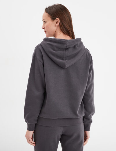 Sweat hoodie molleton à capuche gris foncé femme