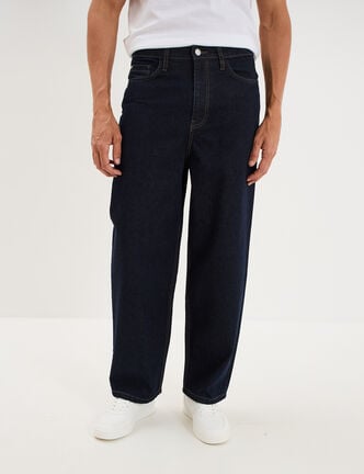 Jeans baggy 5 poches coton denim brut homme
