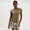 Ensemble pyjama short et t-shirt ecru femme