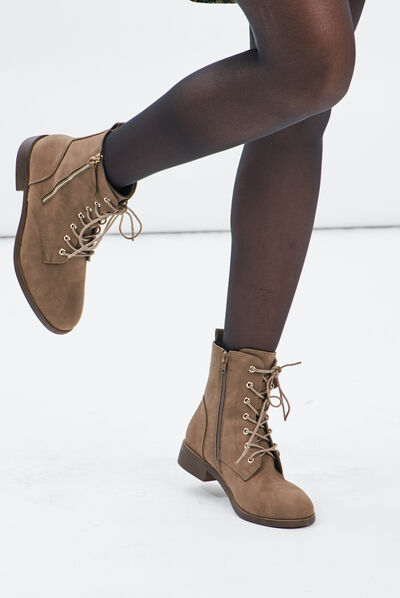 Bottines avec détails zippés taupe femme