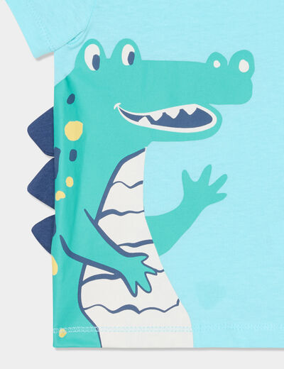 T-shirt manches courtes col rond coton bleu turquoise bébé garçon