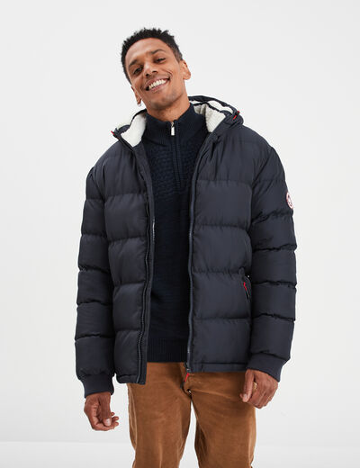 Doudoune doublée à capuche bleu foncé homme