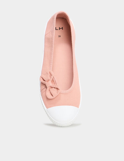 Ballerines en toile avec noeuds rose femme