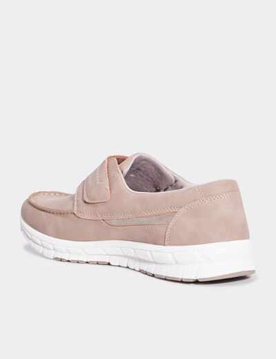 Chaussures bateau à scratchs sable homme