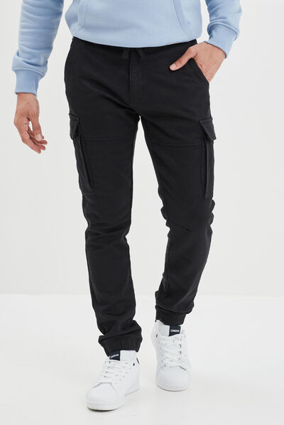 Pantalon cargo à coulisse noir homme