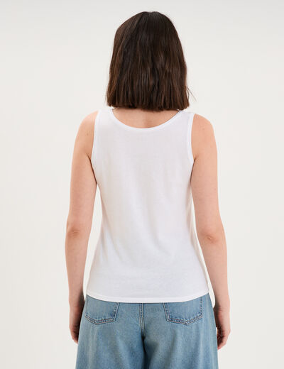 D&eacute;bardeur bretelles larges coton blanc femme