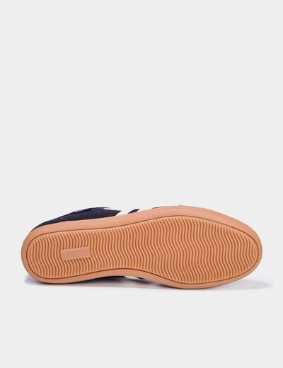Tennis basses &agrave; lacets effet su&eacute;dine bleu marine homme