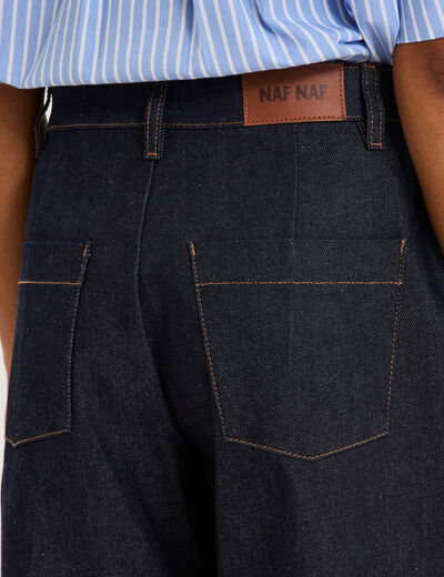 Jean barrel taille haute denim brut femme