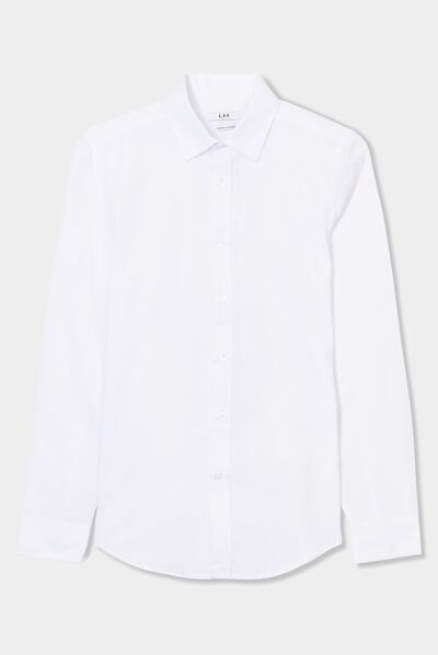 Chemise coupe ajustée manches longues blanc homme
