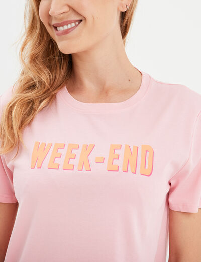 T-shirt coton manches courtes rose femme