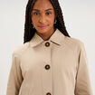 Trench court boutonn&eacute; beige femme