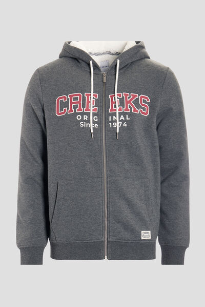 Sweat zippé à capuche Creeks gris foncé homme