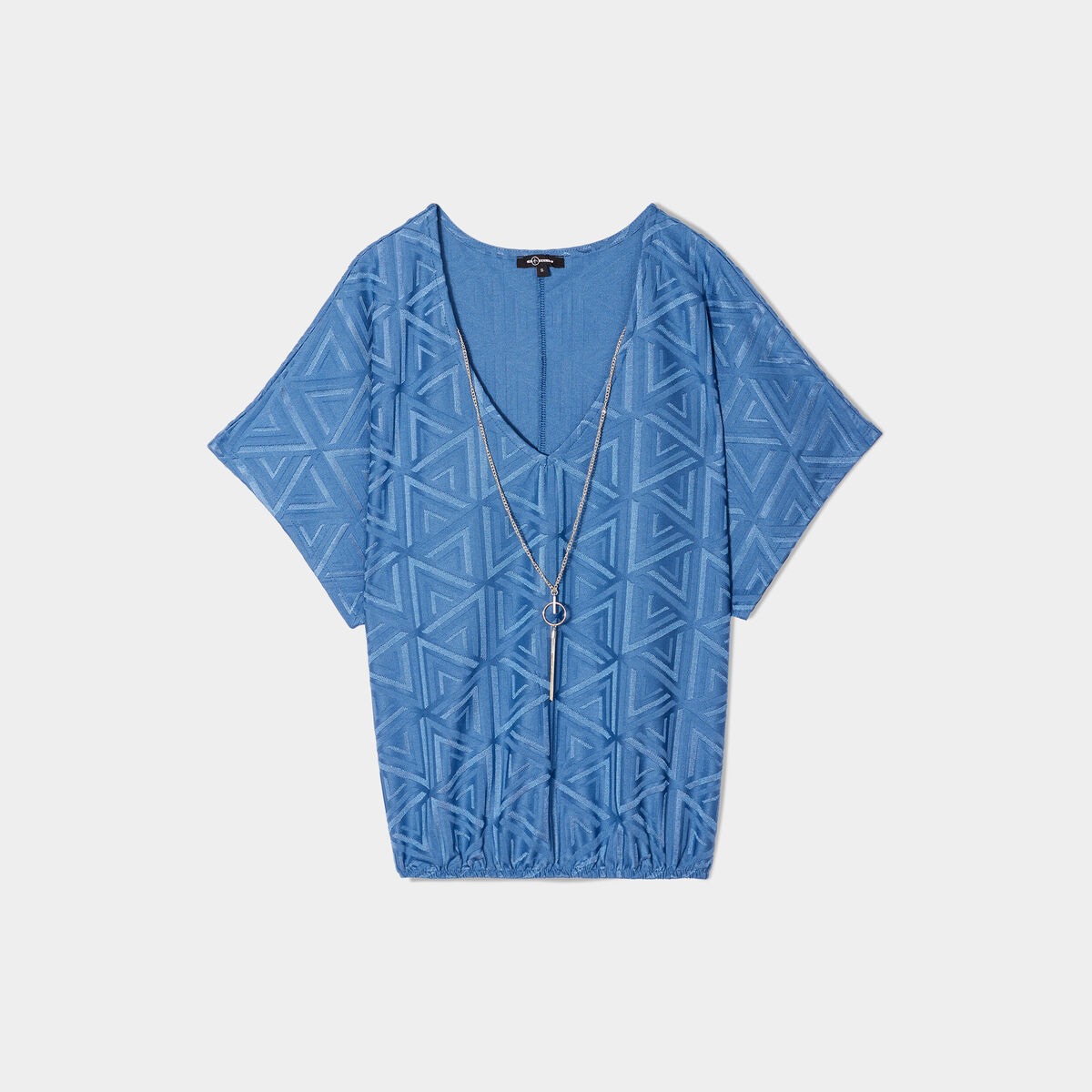 T-shirt col en V bijou Mosquitos bleu foncé femme
