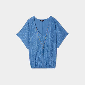 t shirt col en v bijou mosquitos bleu fonce femme T-shirt col en V bijou Mosquitos bleu foncé femme