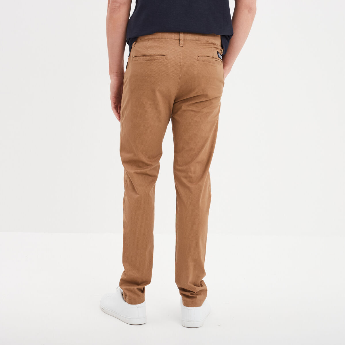 Pantalon chino slim stretch camel homme