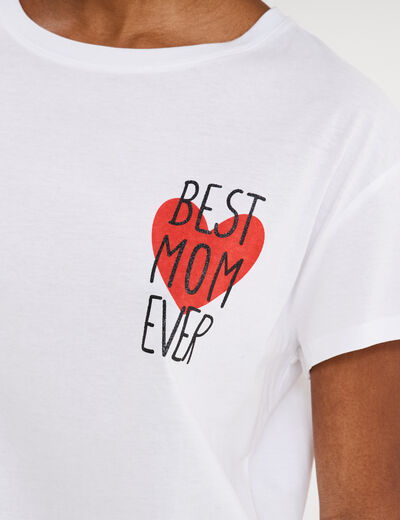 T-shirt F&ecirc;te des m&egrave;res &agrave; message coton blanc femme