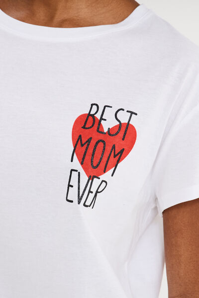 T-shirt F&ecirc;te des m&egrave;res &agrave; message coton blanc femme